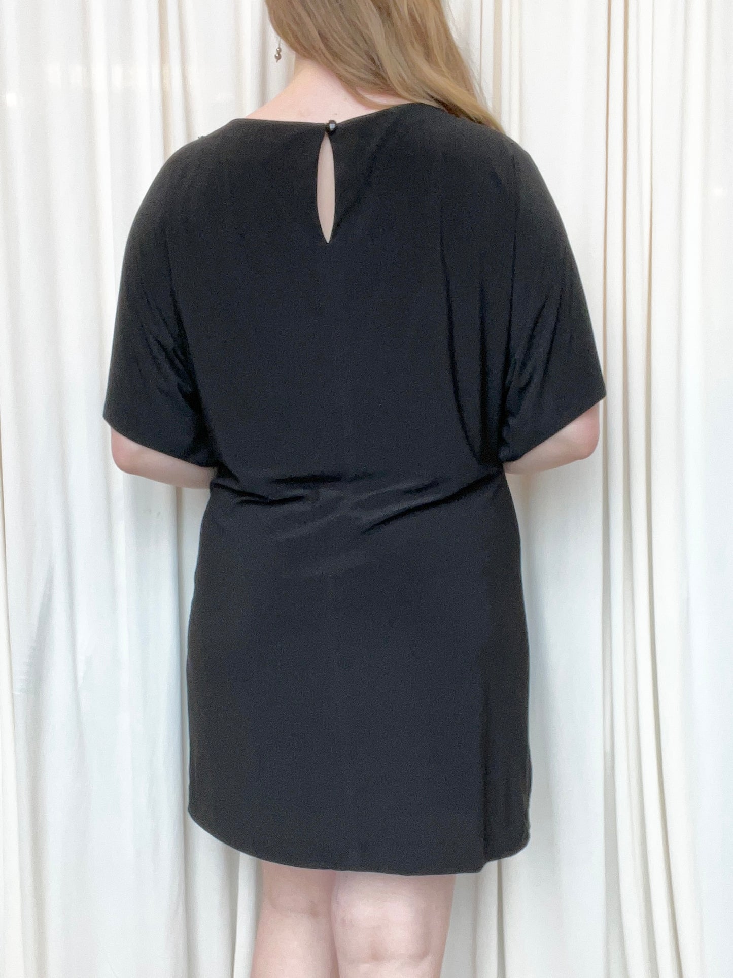 Black Beaded Shoulder Dress - 12