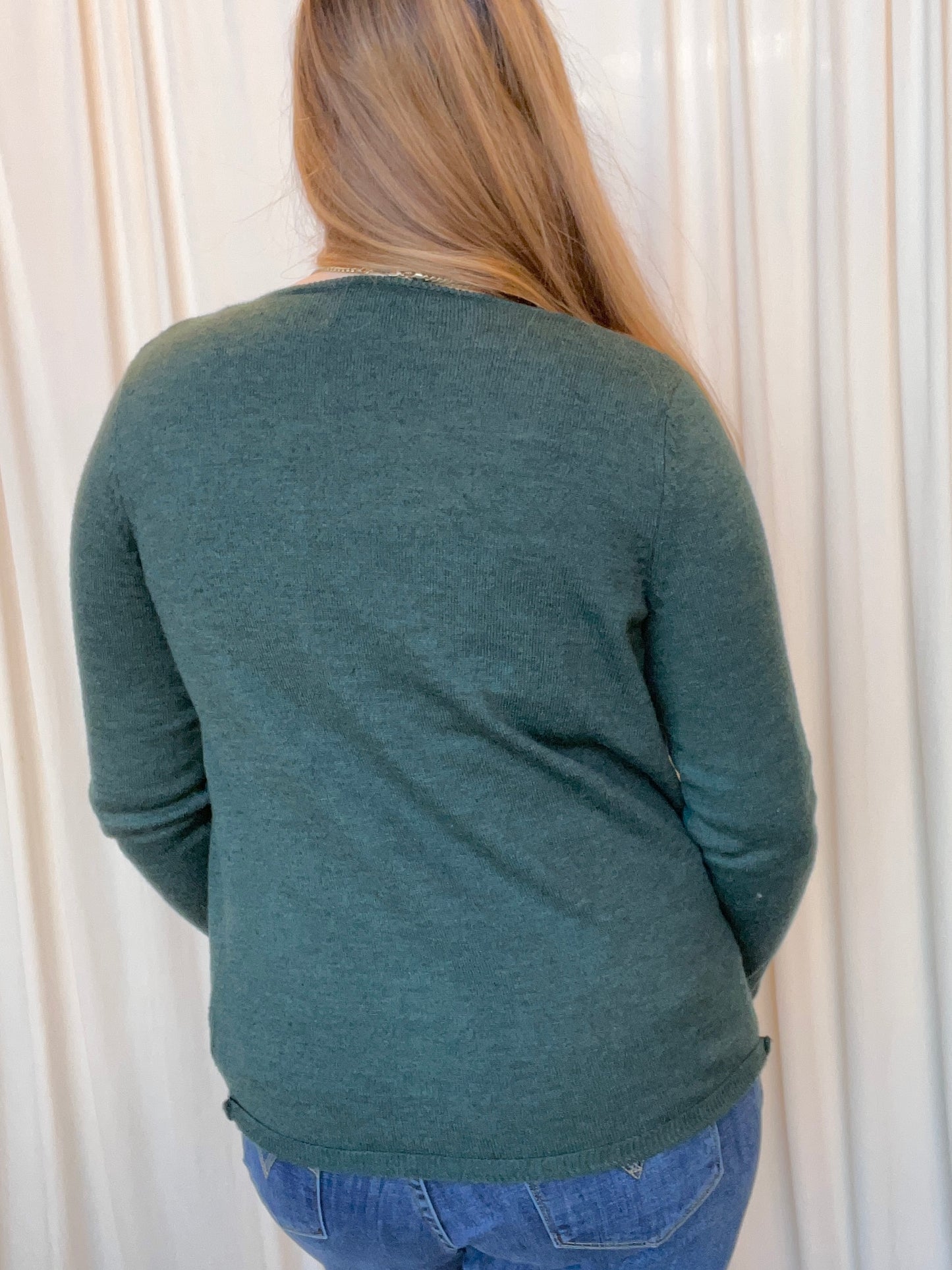 Green Wrap Front Sweater - Medium