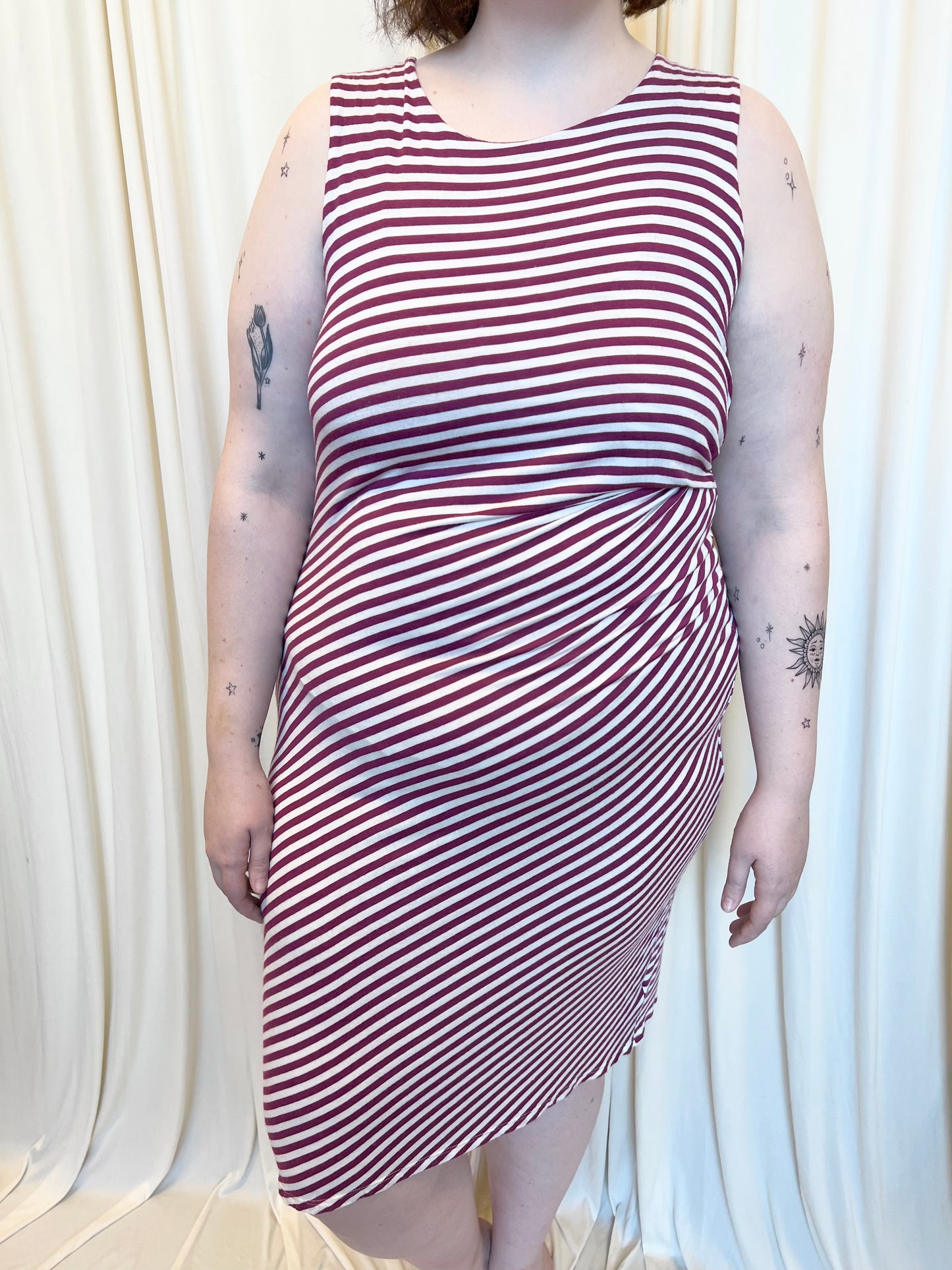 Magenta Striped Dress - X-Large