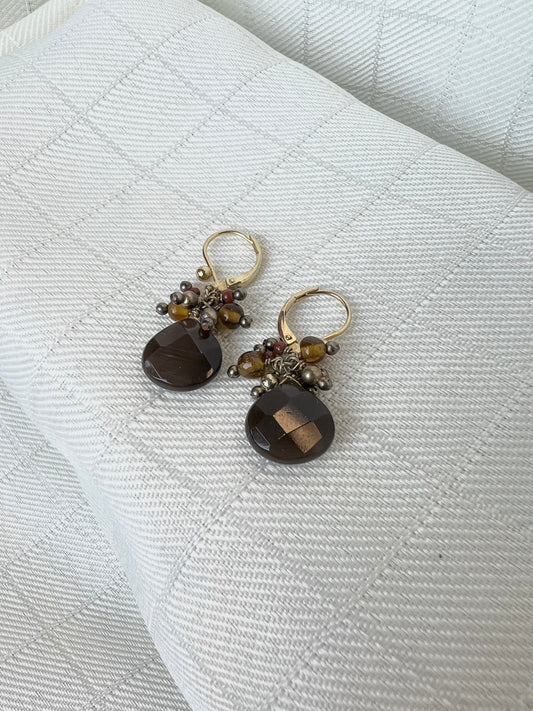 Brown Bead Dangle Earrings