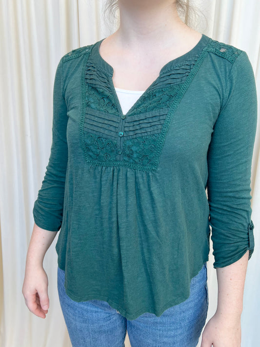 Green Peasant Blouse - Small