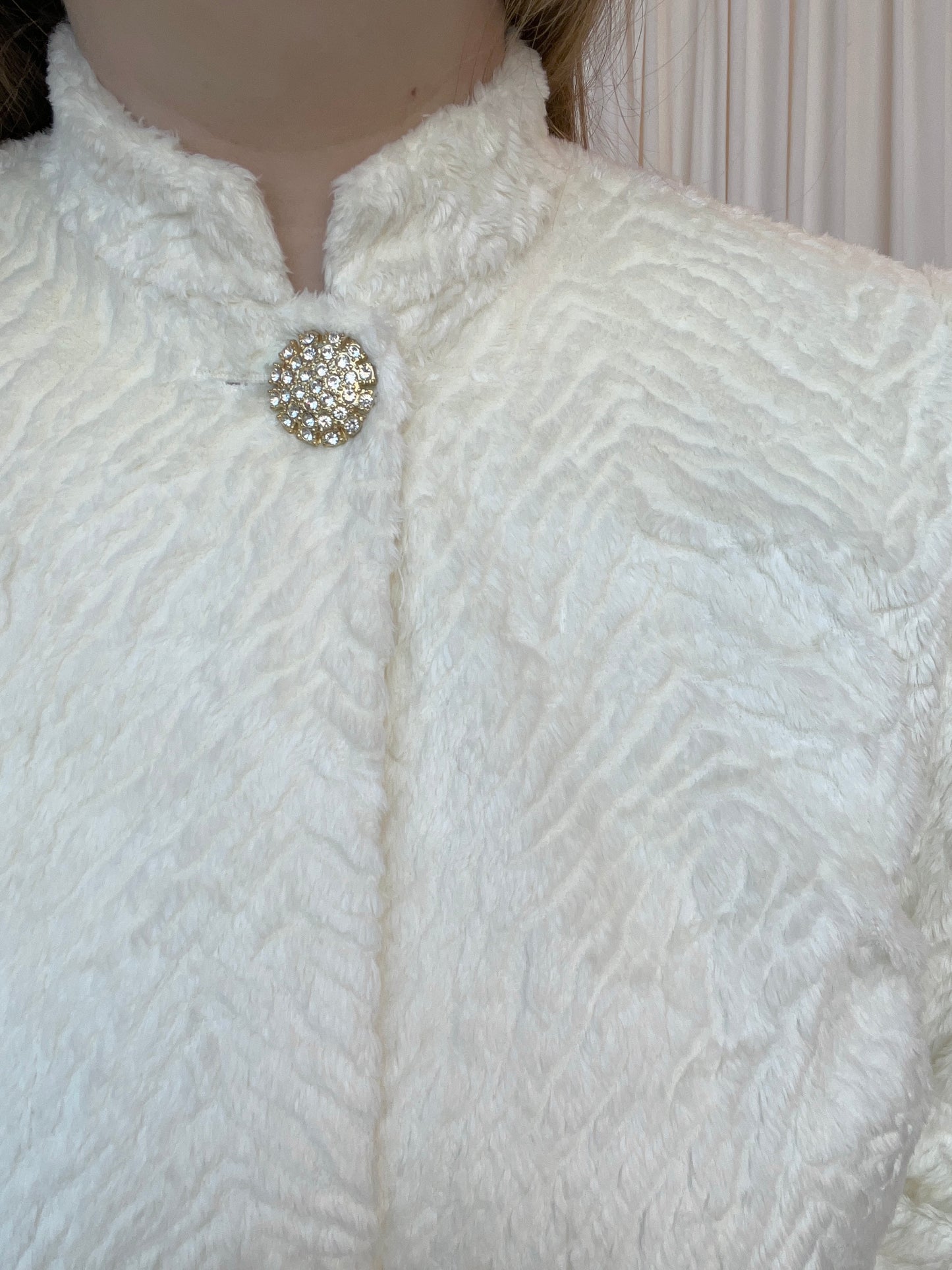 Vintage White Fur Jacket - Small