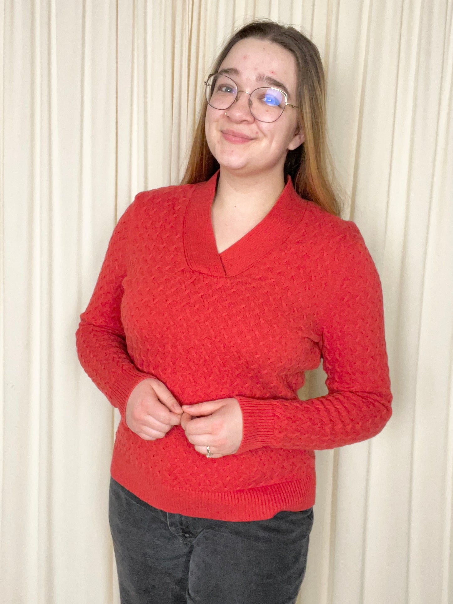 Orange Textured Sweater - Large