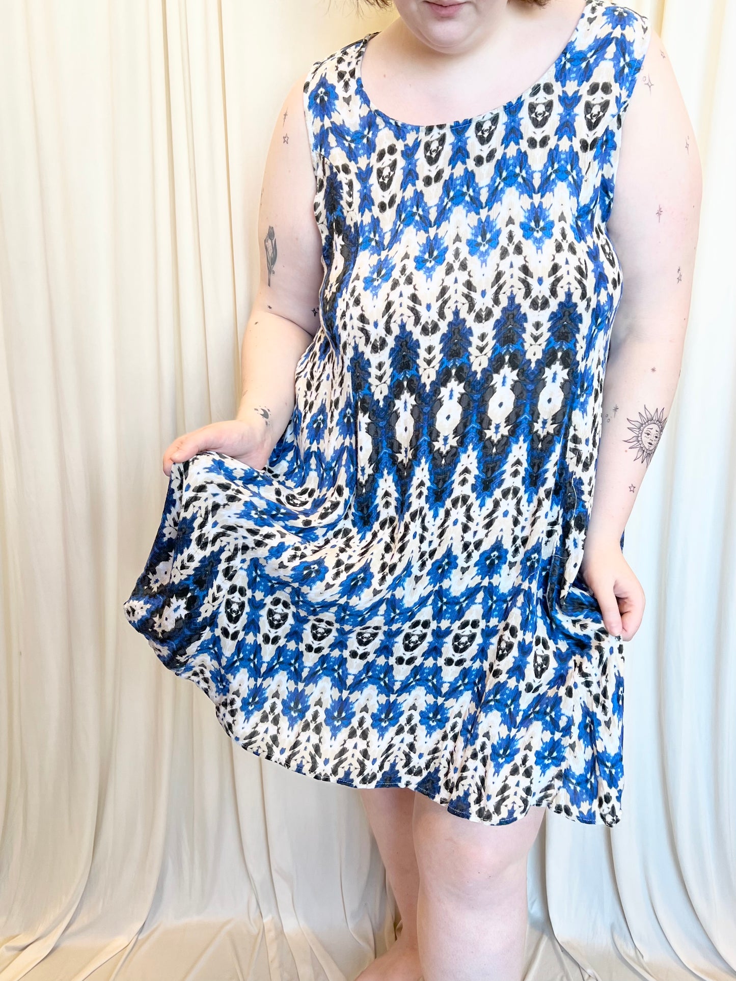 Blue Abstract Trapeze Dress - 14/16