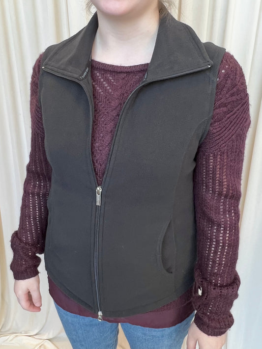 Black Zip Up Fleece Vest - Small
