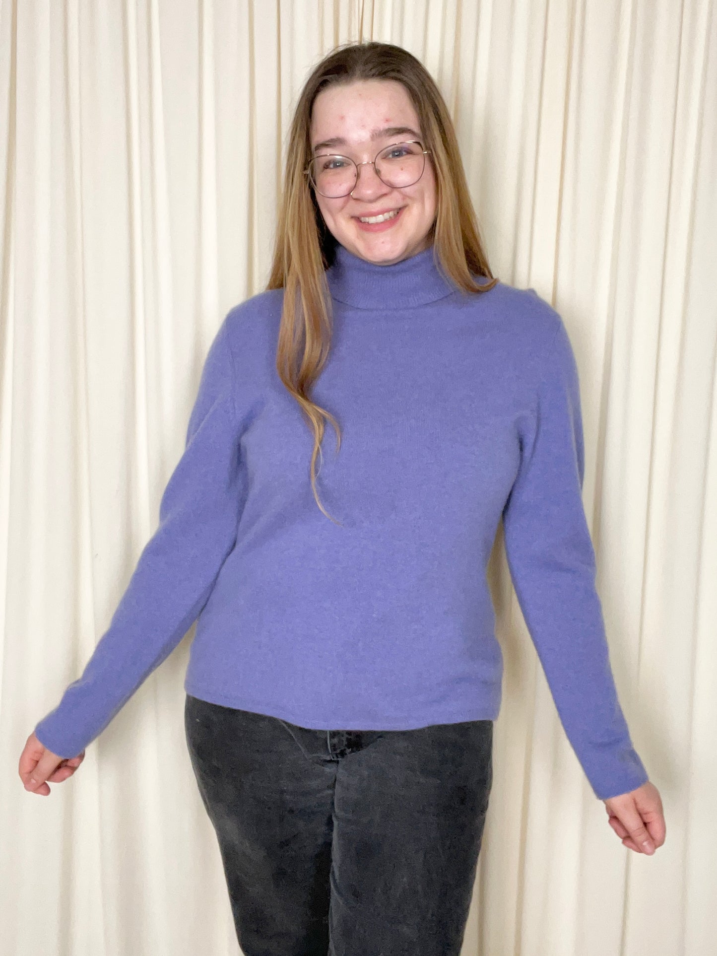 Purple Cashmere Turtleneck Sweater - X-Large