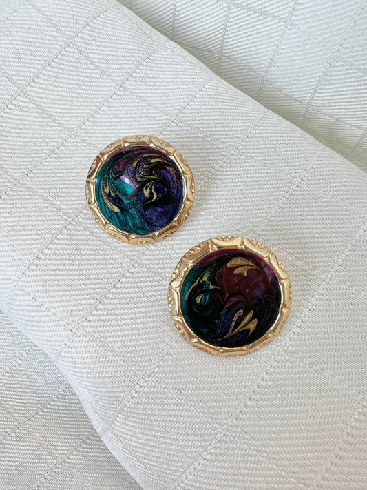 Multicolor Swirl Round Earrings