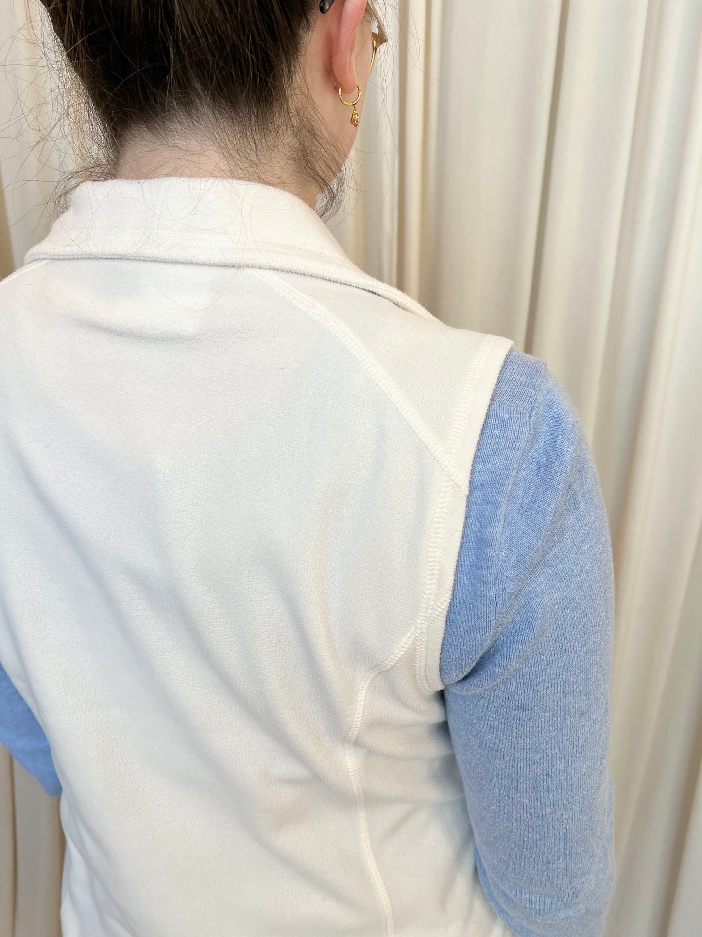 White Zip Up Fleece Vest - Small