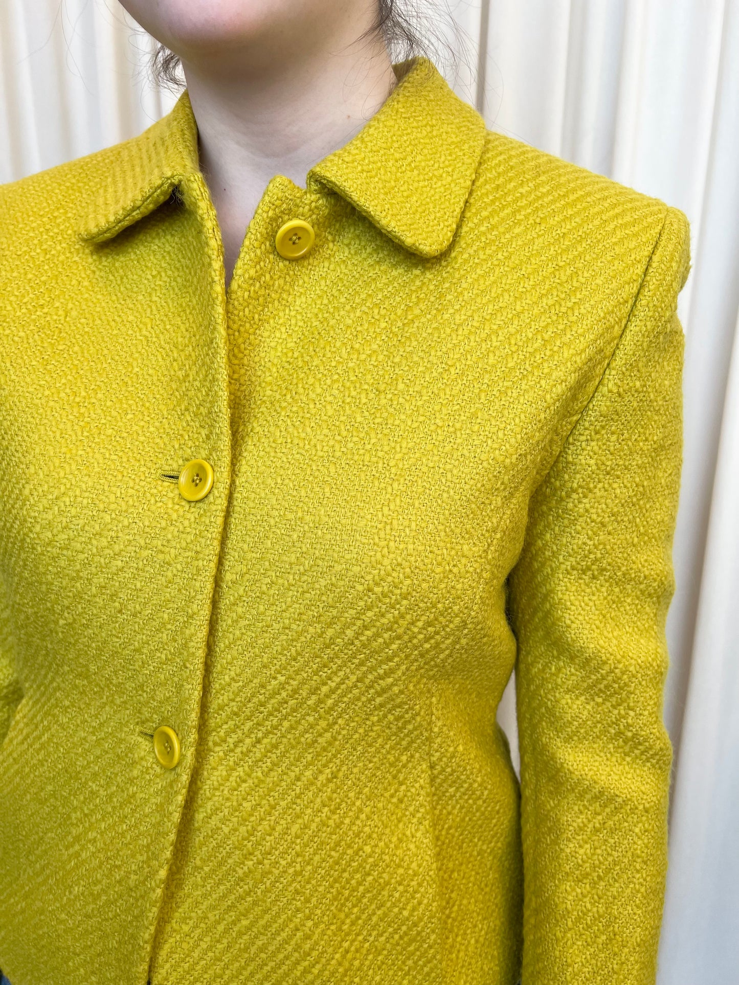 Vintage Chartreuse Knit Blazer - 4