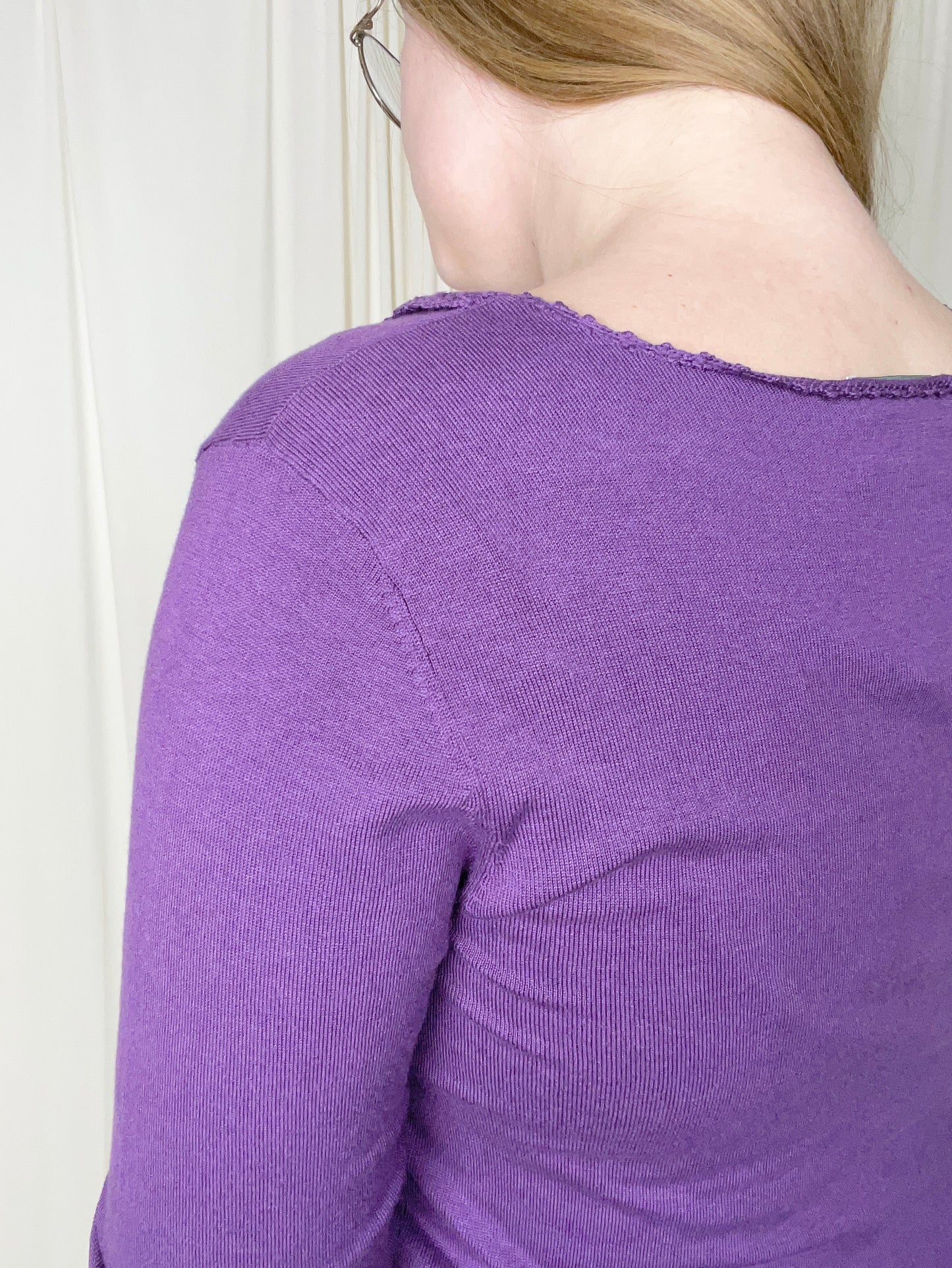 Purple Pleated Sweater - Medium