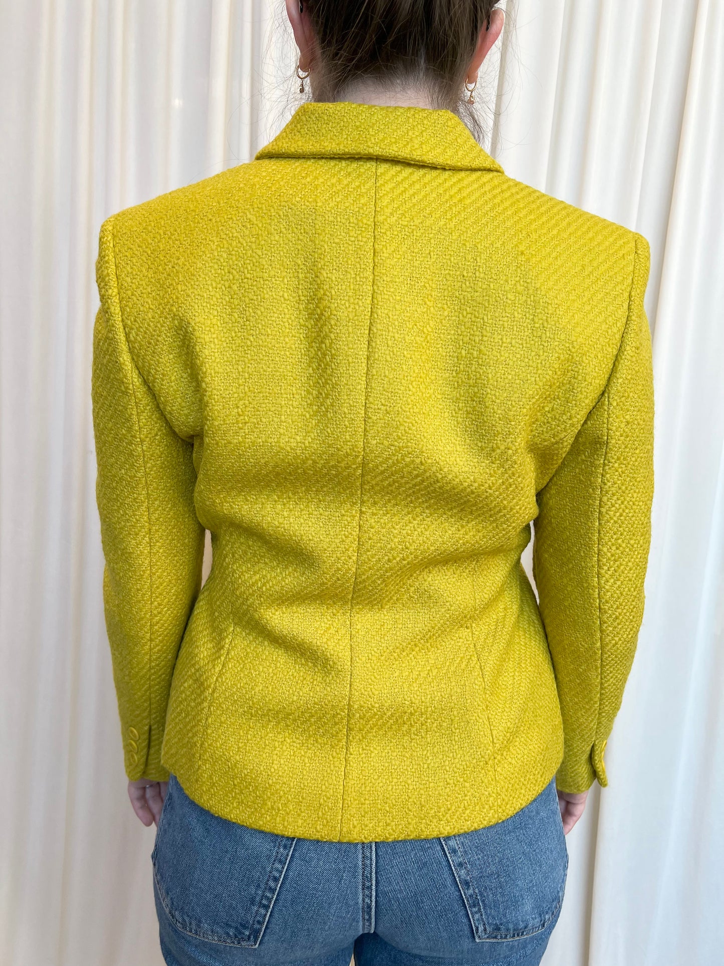 Vintage Chartreuse Knit Blazer - 4