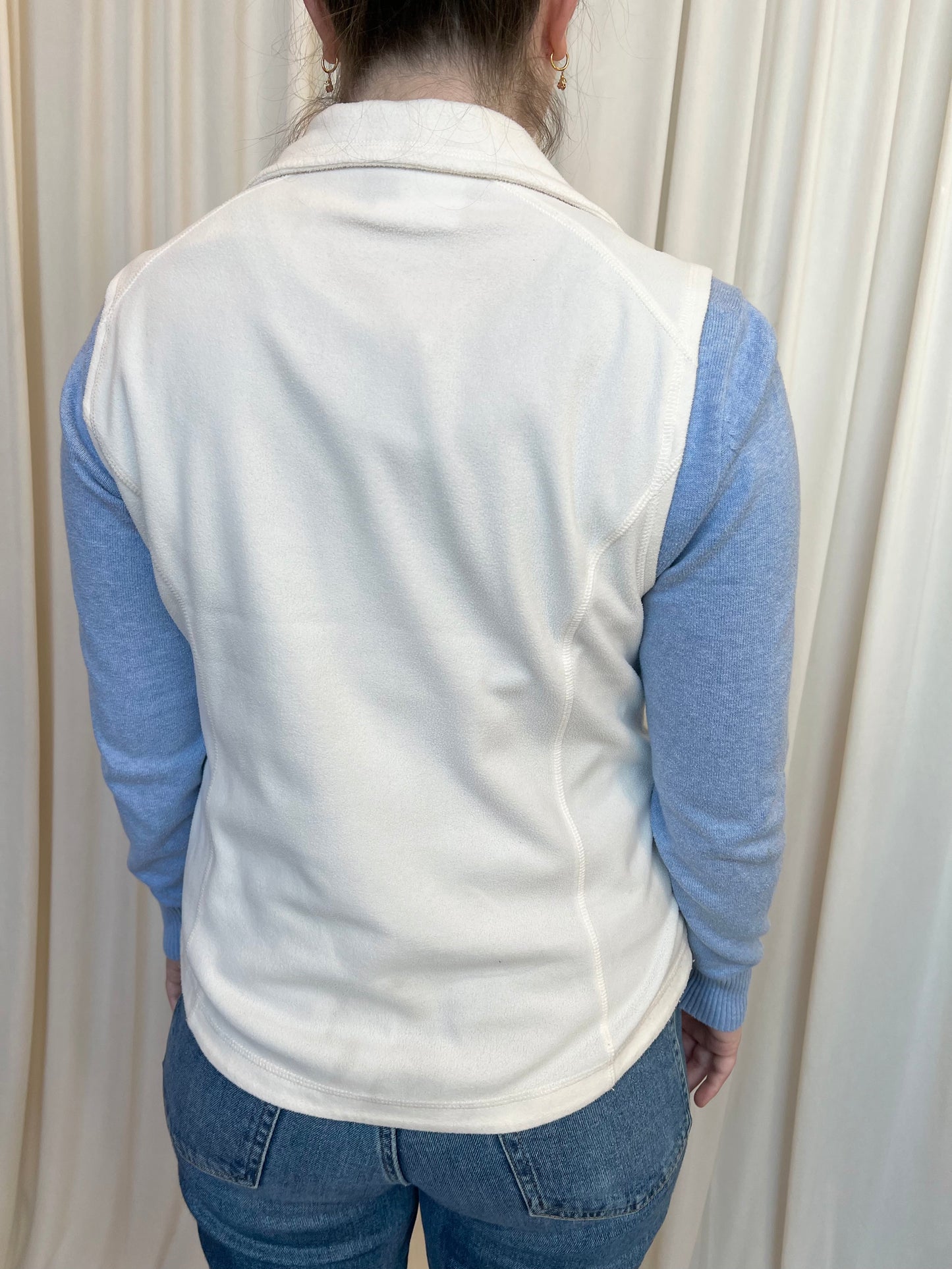 White Zip Up Fleece Vest - Small