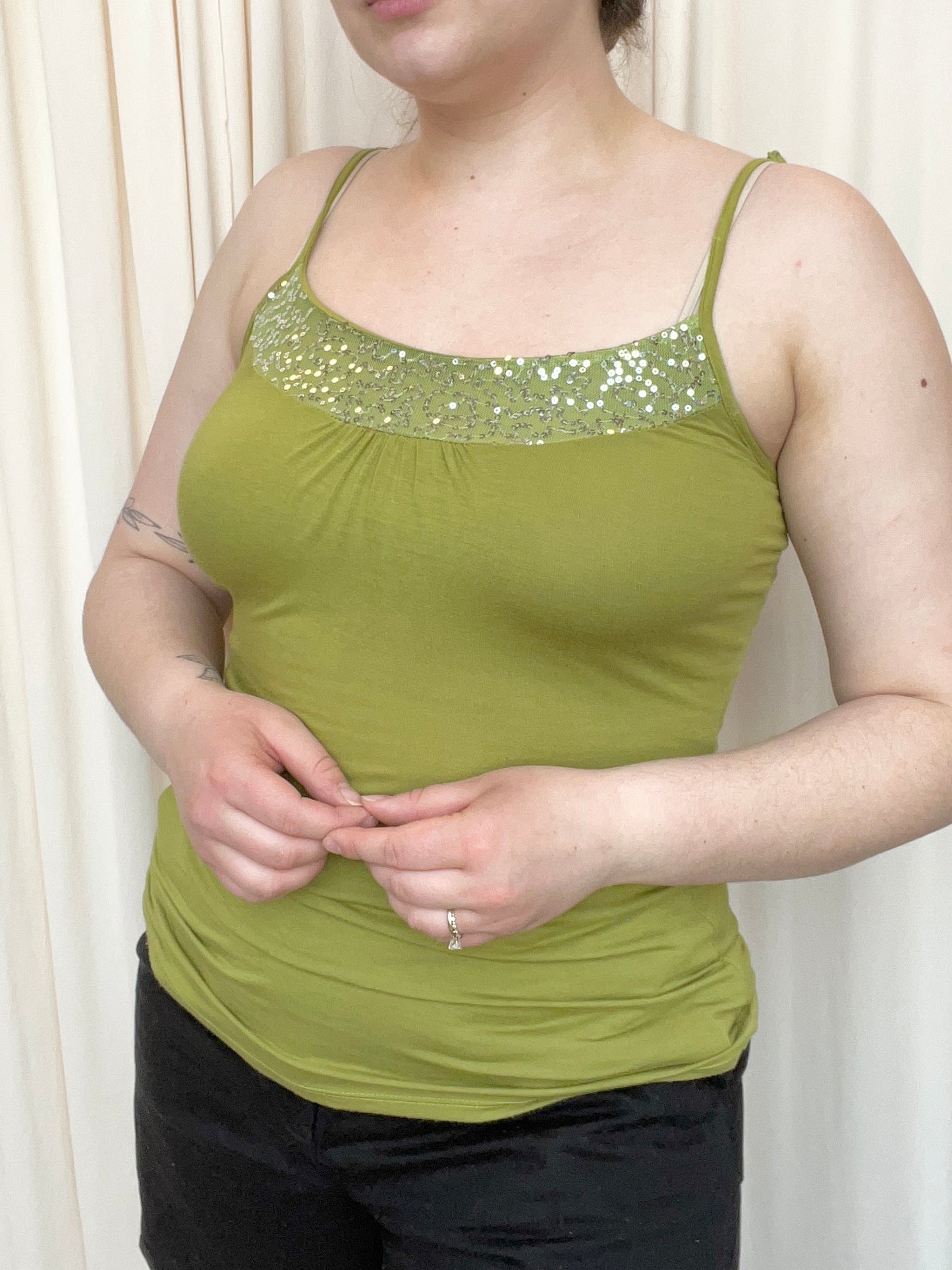Y2K Green Sparkle Tank - X-Small