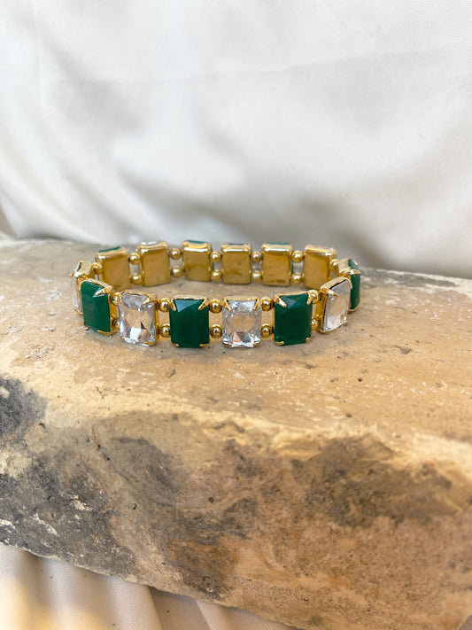 Green and Gold Stretch Bracelet