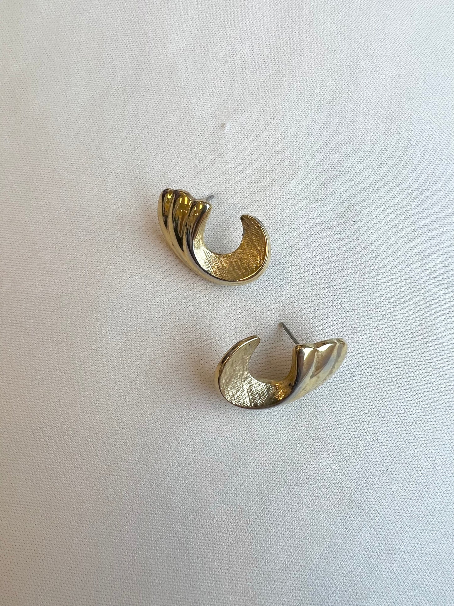 Gold Wave Stud Earrings