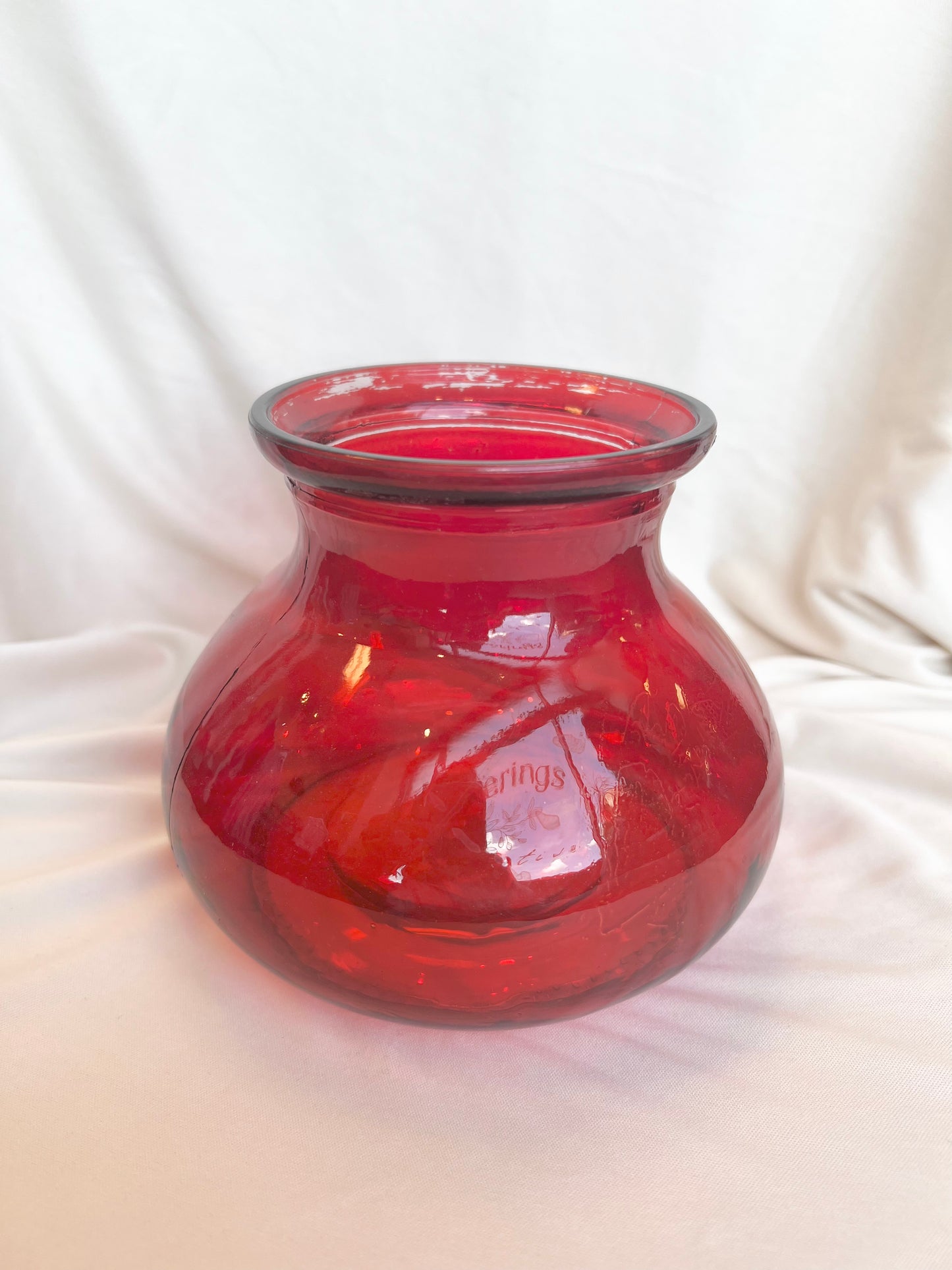 Wide Bottom Red Vase