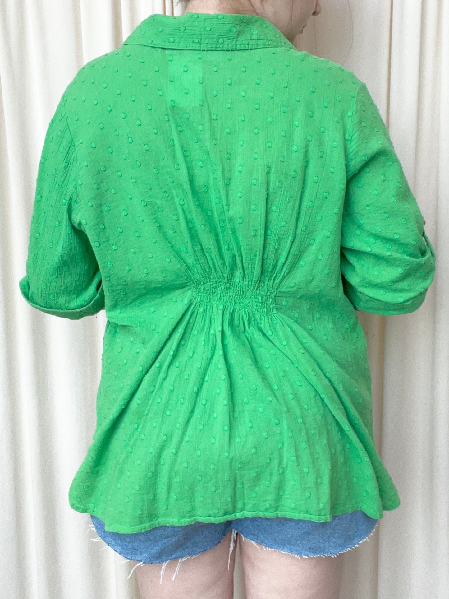Green Dotted Button Up - X-Large