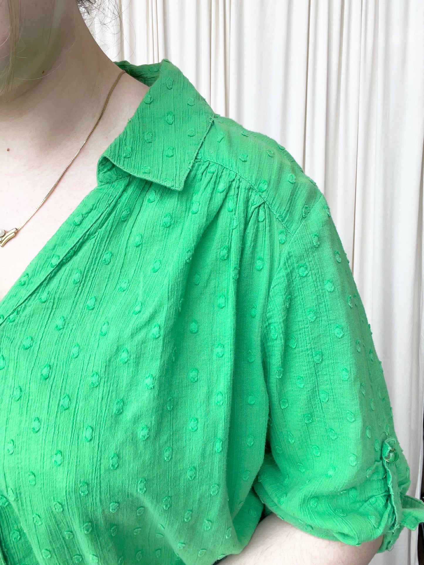 Green Dotted Button Up - X-Large