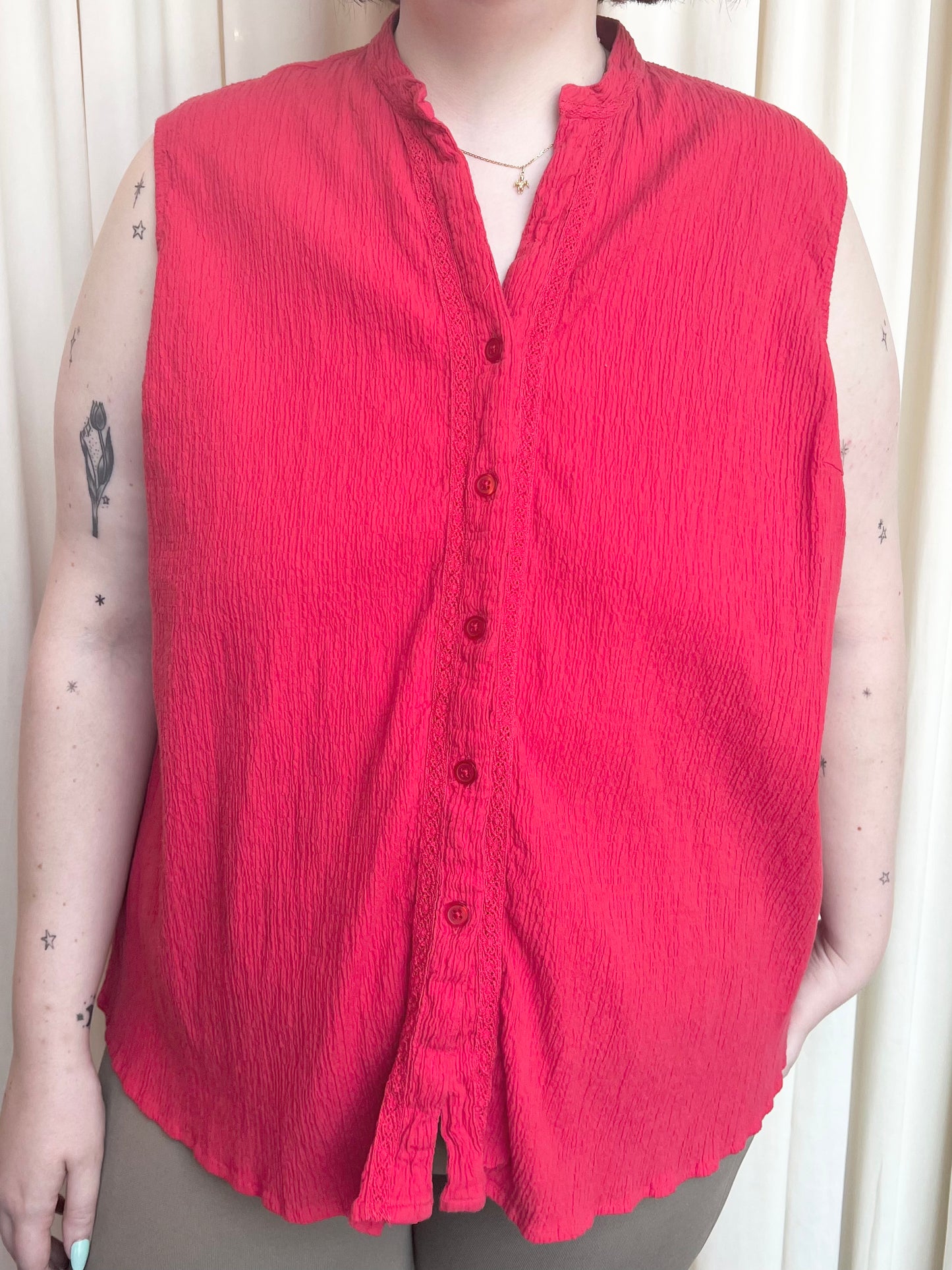 Vintage Red Textured Tank - 3X-Large