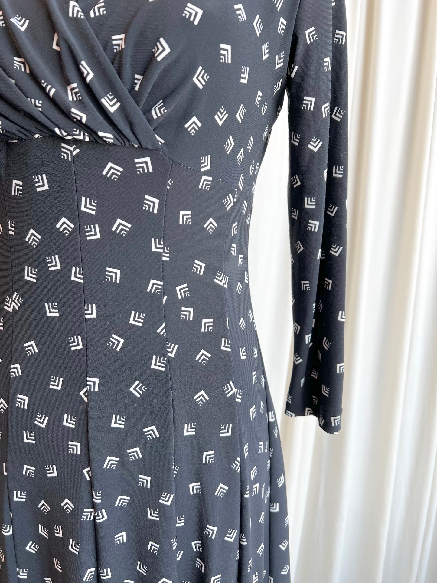 Black Geometric Patterned Dress - Small