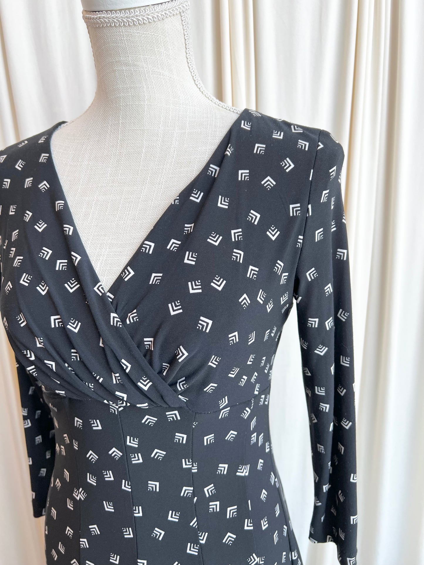 Black Geometric Patterned Dress - Small