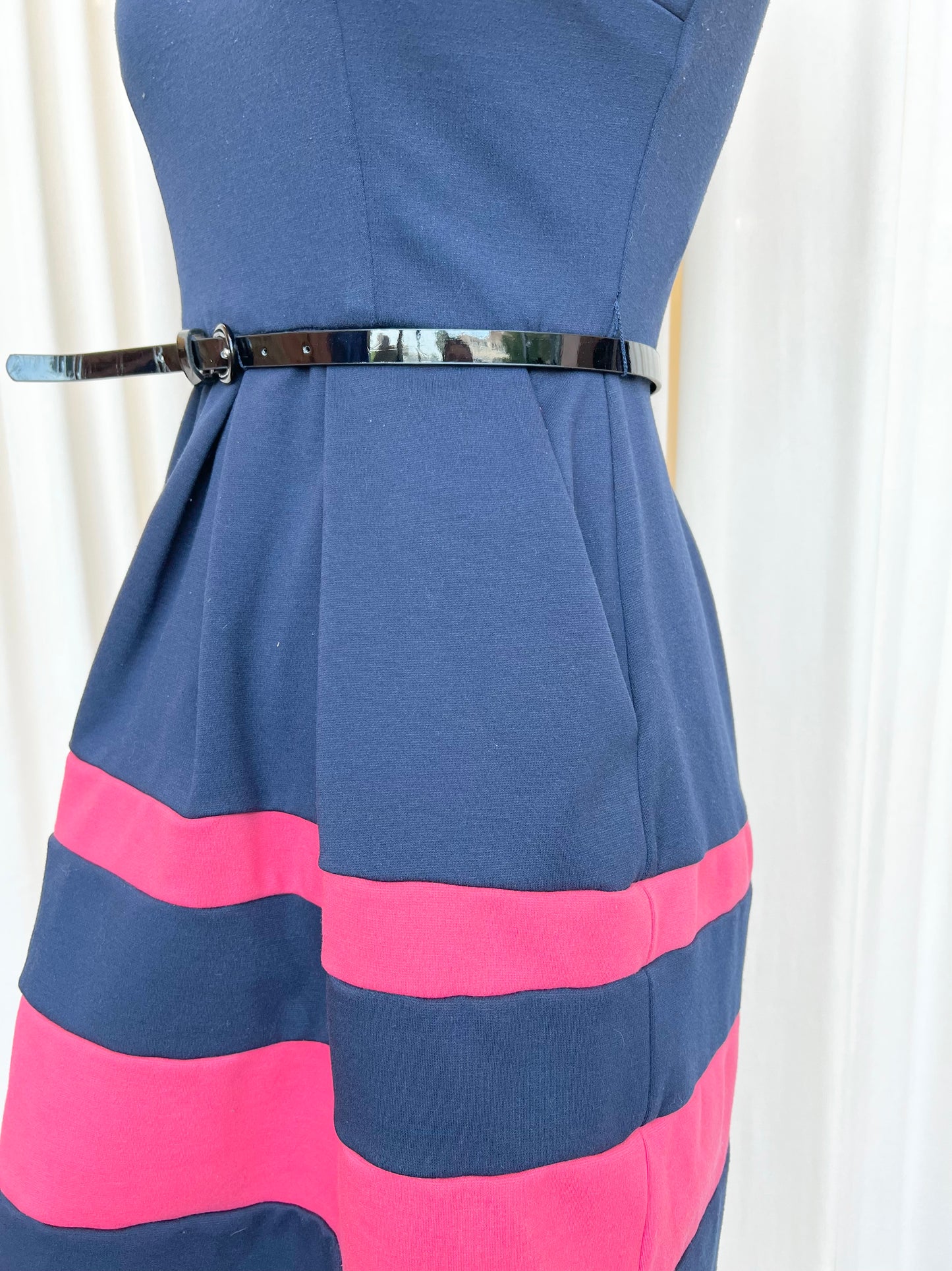 Navy Belted Dress - X-Small