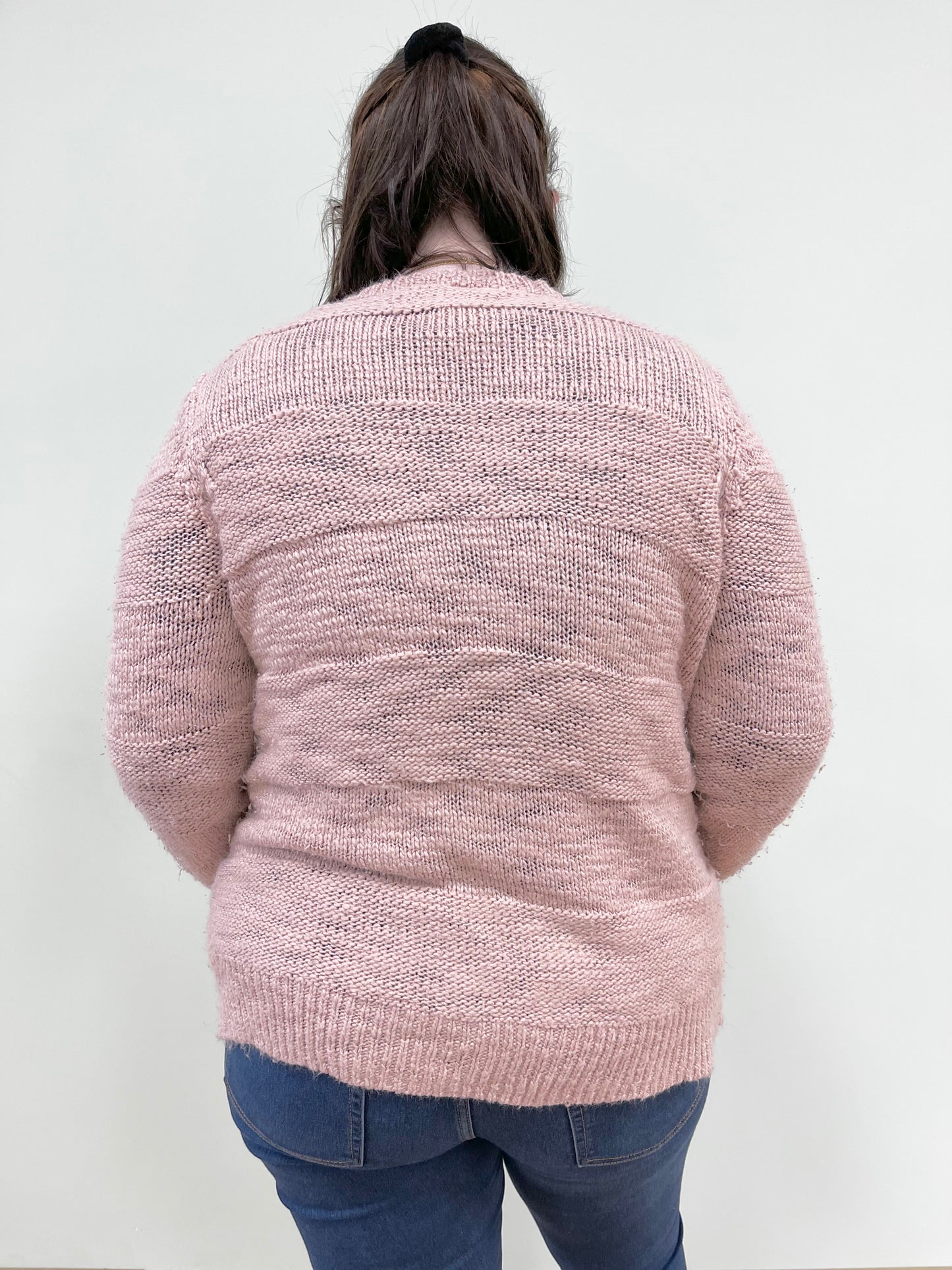 Pink Stripe Knit Cardigan - X-Large