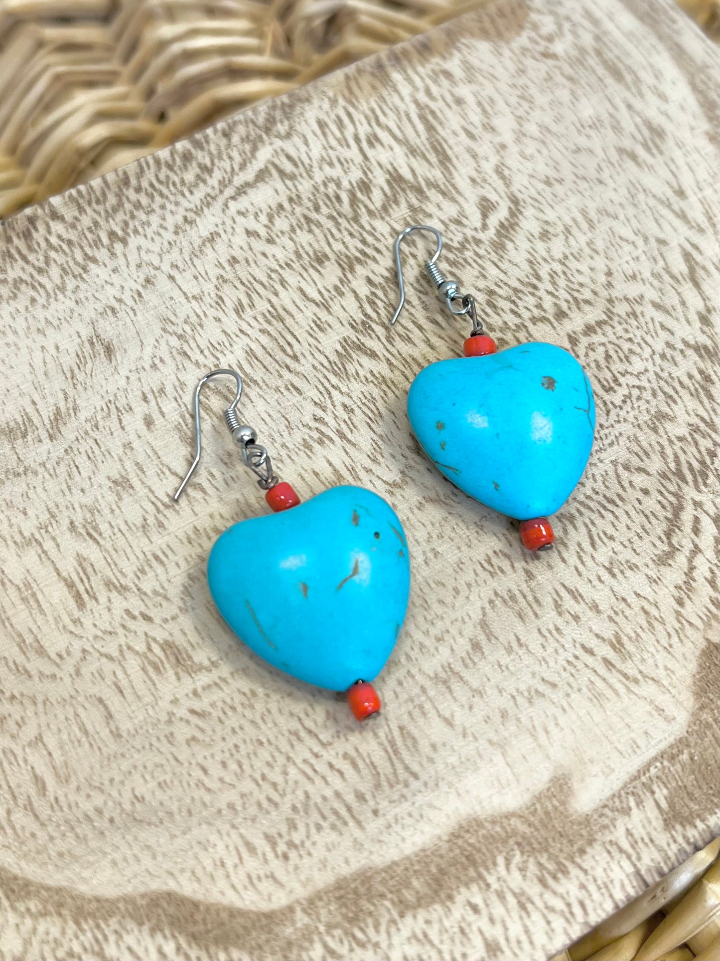 Turquoise Stone Heart Earrings