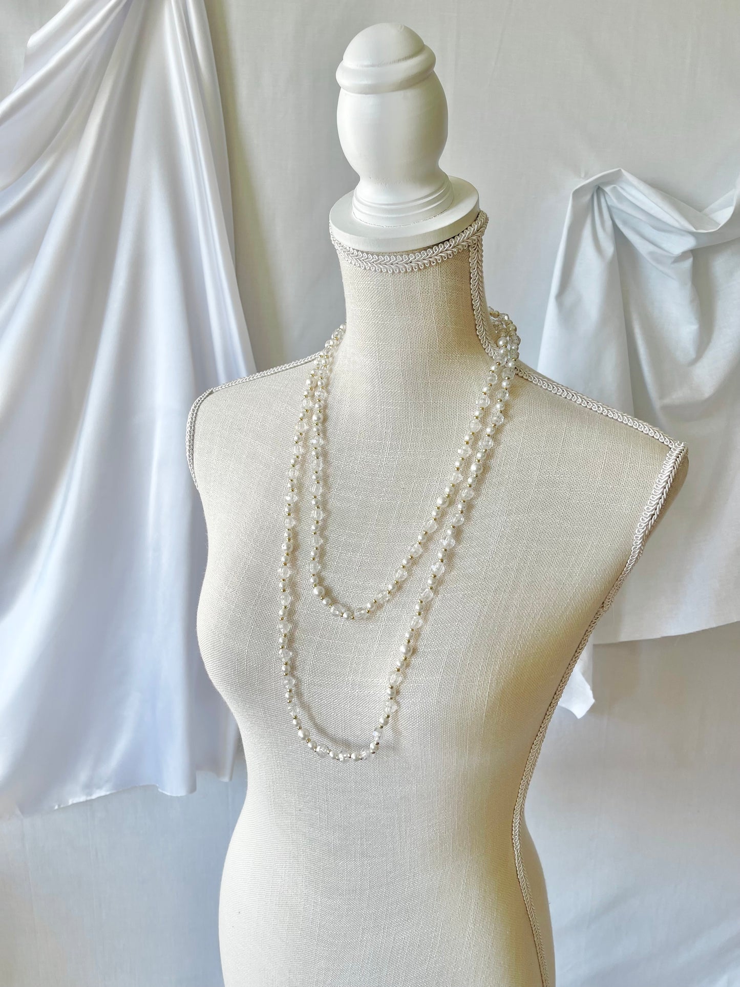 Long Clear Bead Necklace