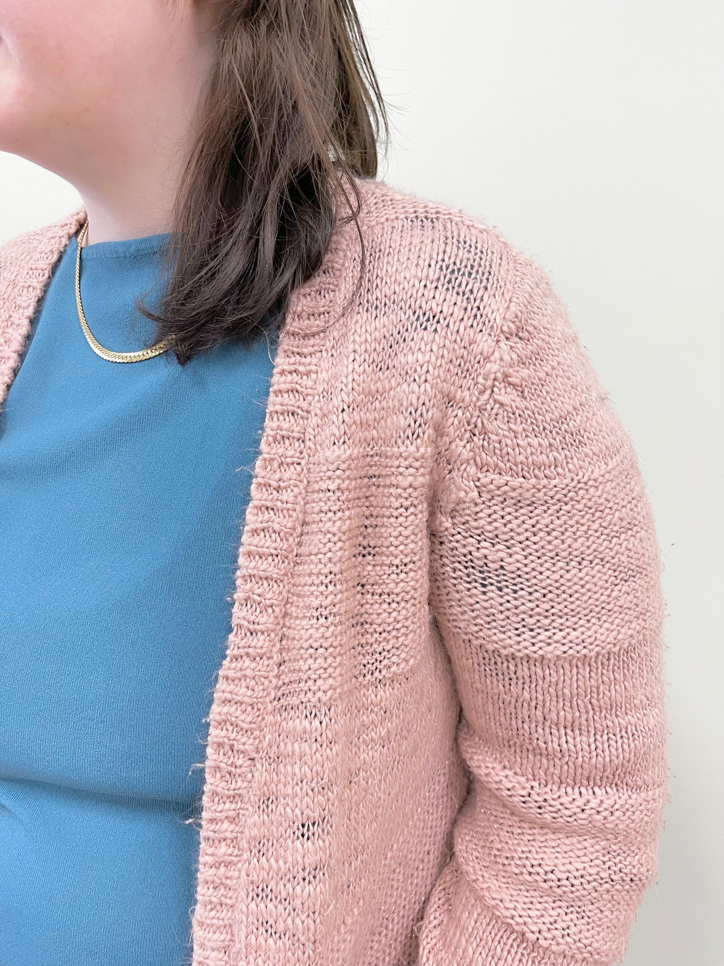 Pink Stripe Knit Cardigan - X-Large