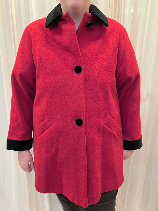 Red Wool Coat - X-Large