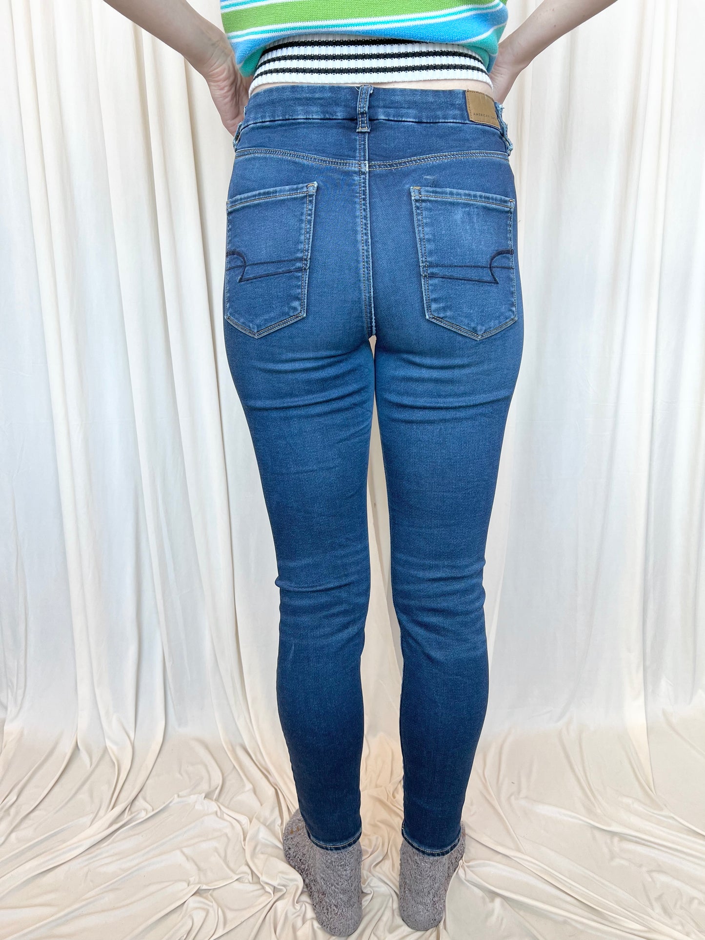 Dark Blue Distressed Skinny Jeans - 6