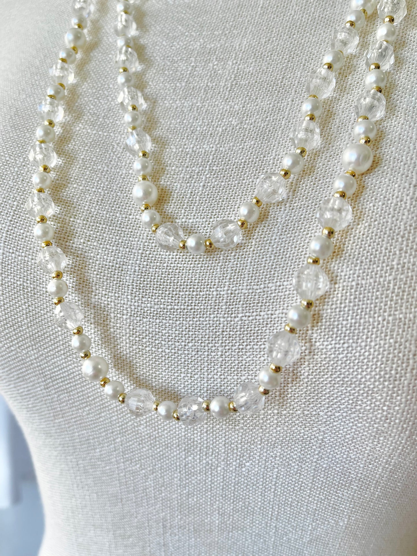Long Clear Bead Necklace