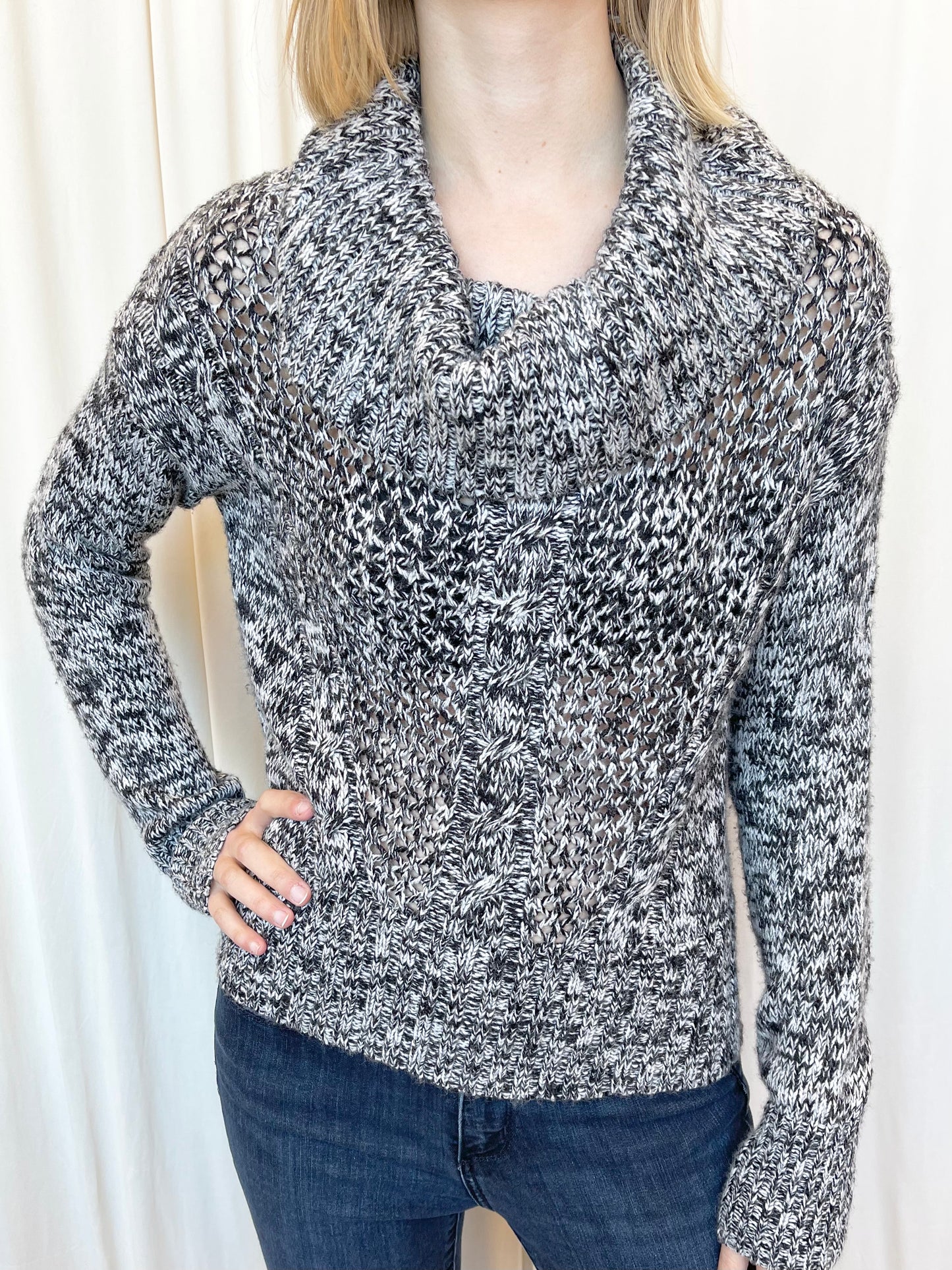 Black Marble Knit Sweater - Small