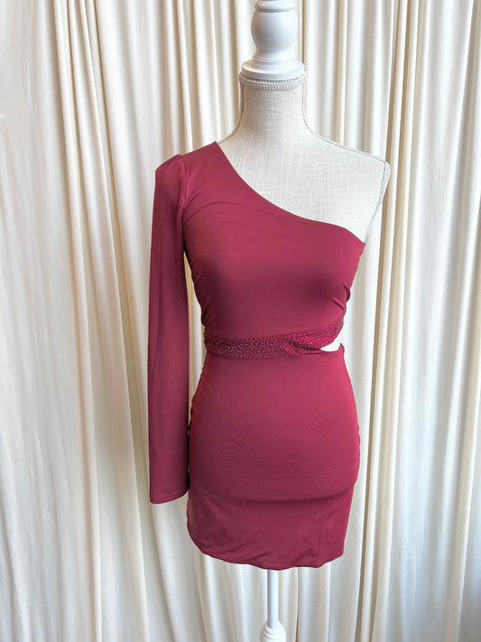 Red One Shoulder Dress - Small