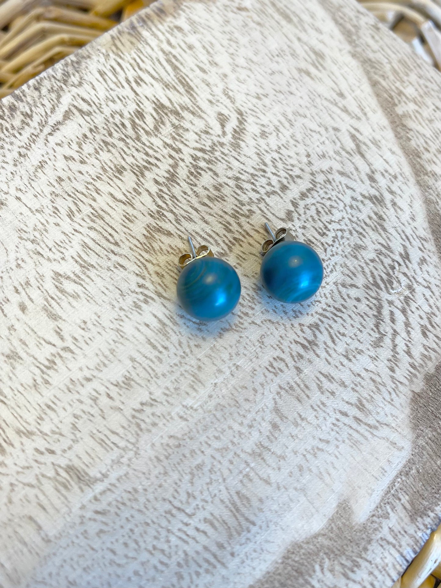 Teal Ball Earrings