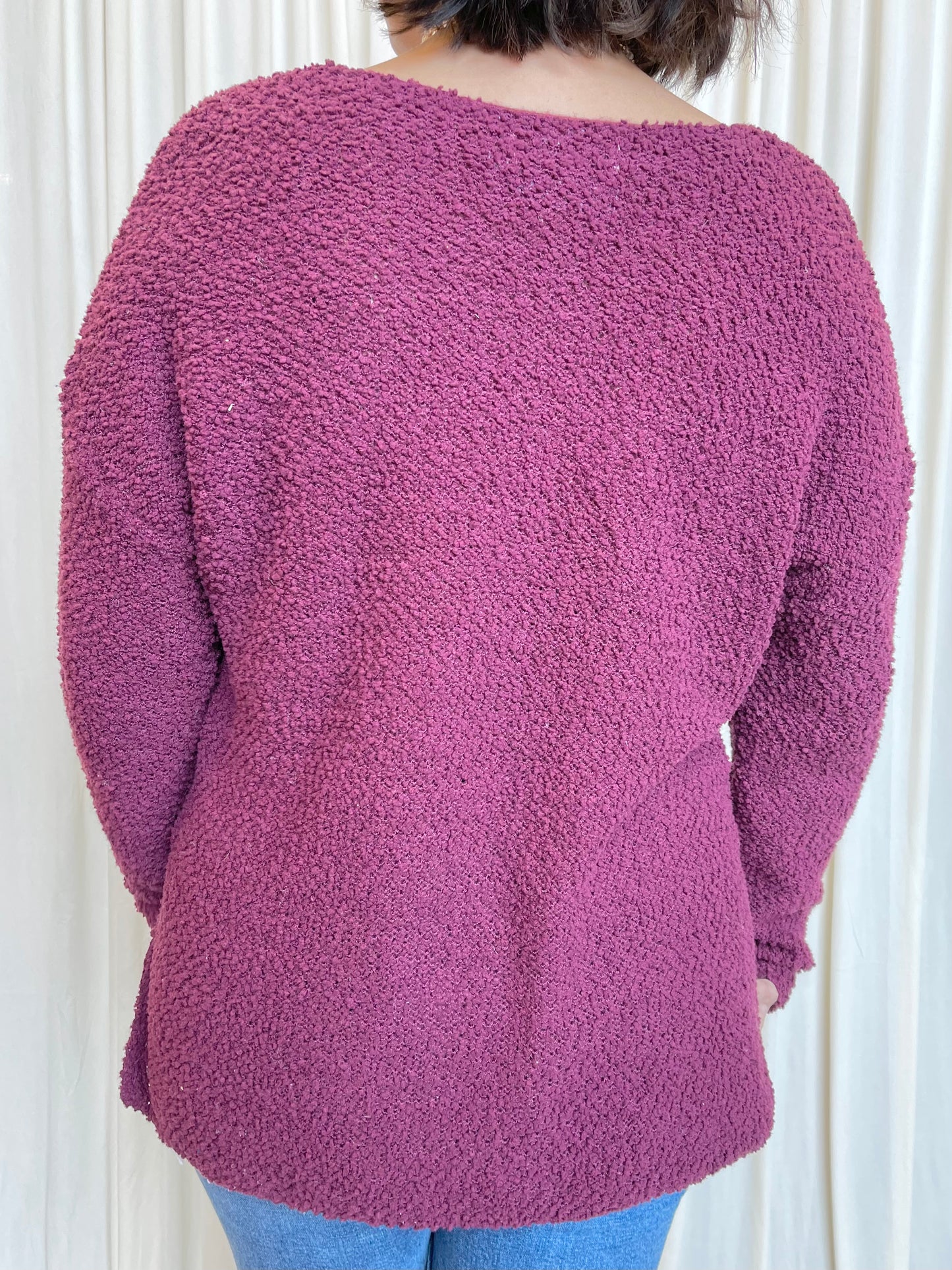 Maroon Textured Sweater - Large