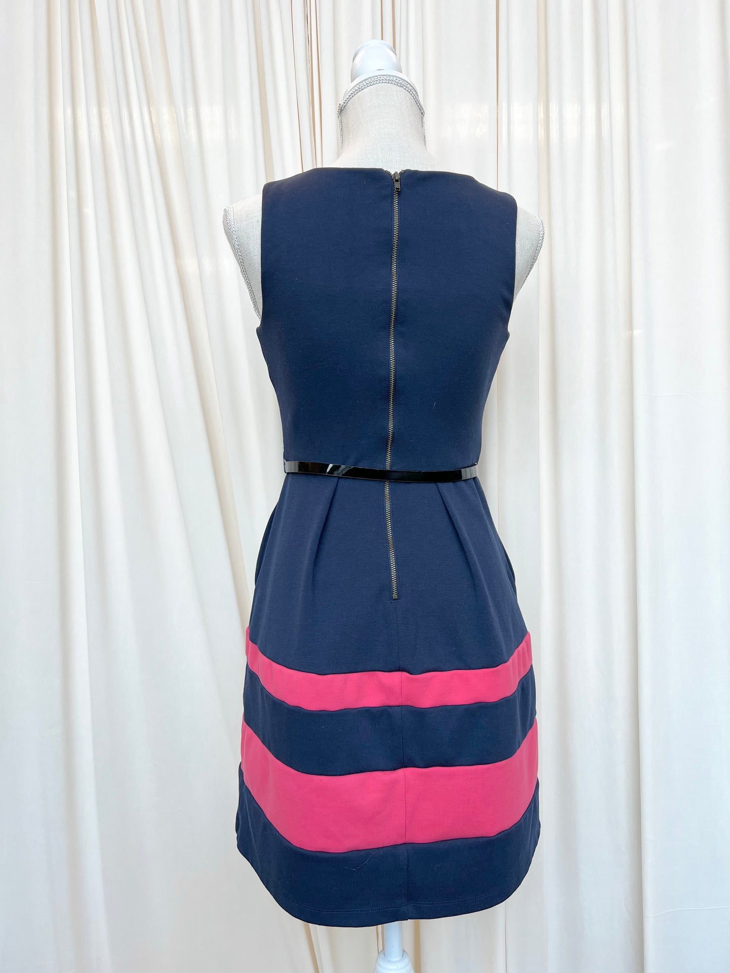Navy Belted Dress - X-Small
